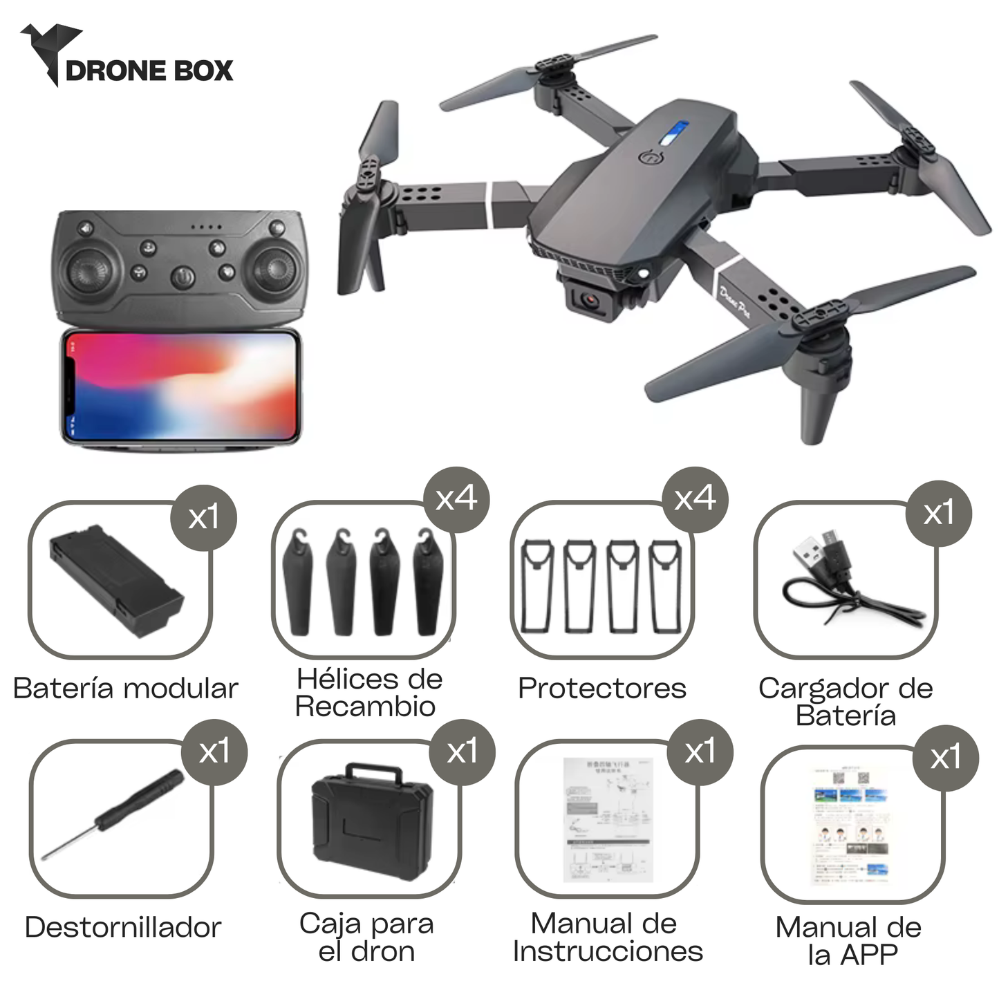 Dron Box con cámara y vuelo inteligente